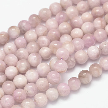 Round Natural Kunzite Beads Strands, Spodumene Beads, Grade AB, 7.5~8mm, Hole: 1mm, about 46~49pcs/strand, 15 inch