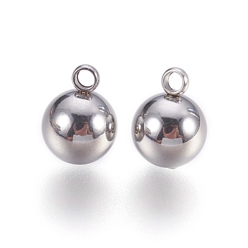 201 Stainless Steel Charms,  Round, Stainless Steel Color, 10.5x8mm, Hole: 1.6mm