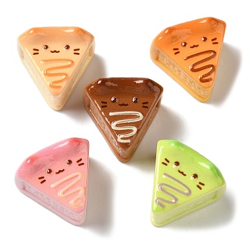 Opaque Resin Imitation Food Decoden Cabochons, Triangle Cat Shaped Cheese, Mixed Color, 20x21x14mm