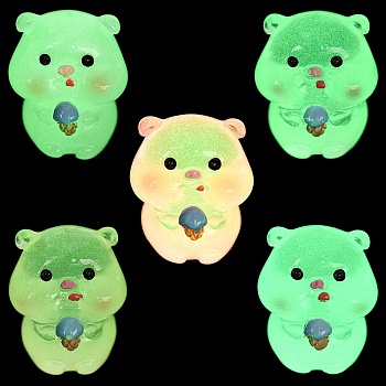 Luminous Resin Pig Display Decoration, Micro Landscape Decorations, Glow in the Dark, Mixed Color, 27x27.5x31mm