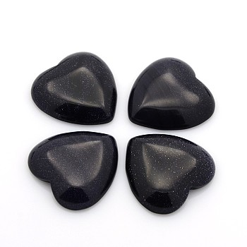 Synthetic Blue Goldstone Cabochons, Heart, 29~30x29~30x6~8mm