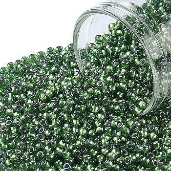 TOHO Round Seed Beads, Japanese Seed Beads, (1006) Silver Lined Light Emerald Luster , 11/0, 2.2mm, Hole: 0.8mm, about 5555pcs/50g