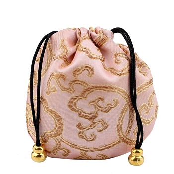 Buddha Theme Square Velvet Drawstring Bags, Organza Pouches Gift Jewelry Packaging Bag, Pink, 13x13cm