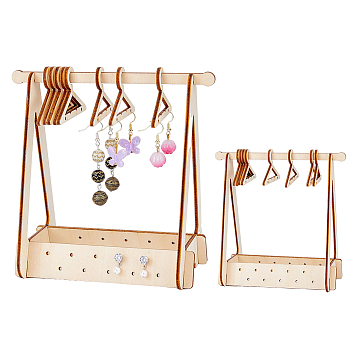 Wooden Earring Display Stands, Earring Organizer Holder, Coat Hanger Shapes, Antique White, Finish Product: 13.5x8.5x15cm, about 13pcs/set