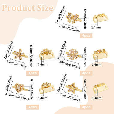 20Pcs 5 Style Rack Plating Brass Pave Clear Cubic Zirconia Flower Slide Charms(KK-BC0012-86)-2