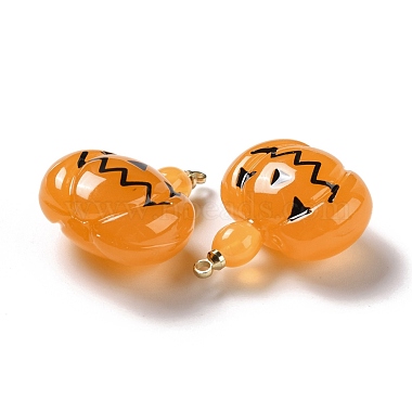 Halloween Pumpkin Transparent Resin Pendants(RESI-B010-03A)-3