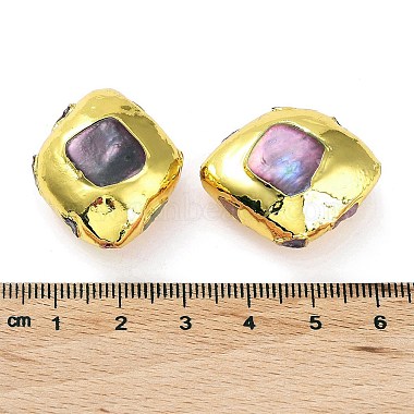 Gestellplattierte Messingperlen mit gefärbter barocker natürlicher Keshi-Perle(KK-K348-19G)-3