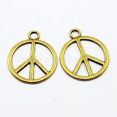 Antique Bronze Peace Sign Alloy Pendants