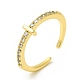 Clear Cubic Zirconia Initial Letter Open Cuff Ring(RJEW-H120-09G-I)-1