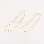 Brass Stud Earring Findings, with Loop, Ear Threads, Nickel Free, Real 18K Gold Plated, 70~72mm, Hole: 2mm, Pin: 0.8mm(X-KK-Q735-363G)