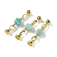 Natural Amazonite with Brass Fold Over Clasps, Real 18K Gold Plated, Long-Lasting Plated, Rack Plating, Faceted Twist, 45mm(G-G141-02G-05)