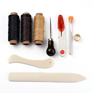 Leather Sewing Tools, Leather Craft Hand Stitching Tools, with Leather Sewing Waxed Thread and Needle for Leather Craft Making, Mixed Color, 8.6cm(TOOL-O006-01)