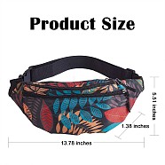 Sports Waist Pack for Women, Adjustable Strap Fanny Pack, Leaves Print Crossbody, Bum Bag for Traveling Casual Running Hiking Cycling, Black, 350x140x35mm(JX508E)