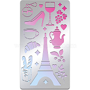 Stainless Steel Cutting Dies Stencils, for DIY Scrapbooking/Photo Album, Decorative Embossing DIY Paper Card, Matte Stainless Steel Color, Eiffel Tower, 177x101mm(DIY-WH0242-239)