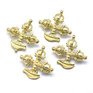 Brass Pendants, Dorje Vajra for Buddha Jewelry, Lead Free & Cadmium Free & Nickel Free, Raw(Unplated), 23.5x23.5x5mm, Hole: 1.5mm(KK-G319-45C-RS)