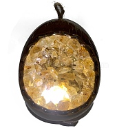 Dragon Egg Citrine Hanging Lamp, Crystal Healing Ornament, Home Decorations, 90x105mm(DJEW-PW0014-04B)