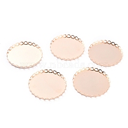 304 Stainless Steel Cabochon Settings, Lace Edge Bezel Cups, Flat Round, Rose Gold, 31x3mm Tray: 30mm(STAS-Y001-09B-RG)