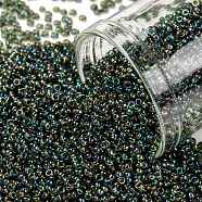 TOHO Round Seed Beads, Japanese Seed Beads, (180) Transparent AB Olivine, 15/0, 1.5mm, Hole: 0.7mm, about 3000pcs/10g(X-SEED-TR15-0180)
