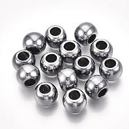 UV Plating ABS Plastic Beads, Round, Gunmetal Plated, 6x4.5mm, Hole: 2.5mm(CCB-S162-28A-01)