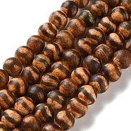 Dyed & Heated Tibetan Style dZi Beads Strands, Natural Agate Beads Strands, Round, Chocolate, Horse Tooth Pattern, 8mm, Hole: 1.2mm, about 49pcs/strand, 14.57''(37cm)(G-P564-A01-01A)