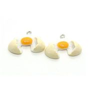 Opaque Resin Pendants, with Platinum Tone Iron Loops, Broken Egg Shape, Orange, 21x27x7.5mm, Hole: 2mm(RESI-G028-26P-01)