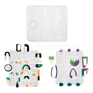 3Pcs Geometry/Teardrop/Heart Pendant & Links Silicone Molds, Resin Casting Molds, for Epoxy Resin Earring Jewelry Making, White, 155~159x122~171x4~9mm, Hole: 1~8mm, Inner Diameter: 7~47x4.5~58mm(DIY-LS0003-23)