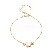 Butterfly Link Bracelet for Girl Women Gift, Freshwater Shell Charm Brass Bracelet, Golden, 7.48 inch(19cm)(BJEW-JB06733-02)