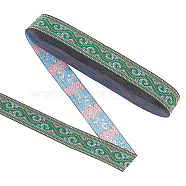 9M Flat Ethnic Style Polyester Ribbons, for Sewing Decoration, Green, 3/4 inch(20mm), about 9.84 Yards(9m)/Roll(SRIB-WH0011-101A)