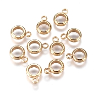 304 Stainless Steel Tube Bails, Loop Bails, Ring, Real 24K Gold Plated, 8.5x6x2.5mm, Hole: 2mm, Inner Diameter: 4mm(X-STAS-G224-18G)