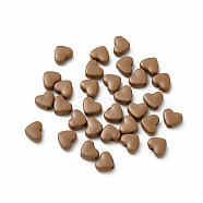 Heart Spray Painted Alloy Beads, Cadmium Free & Nickel Free & Lead Free, Camel, 5x6x3mm, Hole: 1.2mm(FIND-G053-01G)