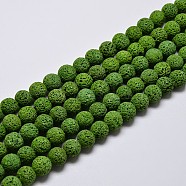 Natural Lava Rock Round Bead Strands, Dyed, Green, 8mm, Hole: 1mm, about 50pcs/strand, 15.7 inch(G-I124-8mm-03)