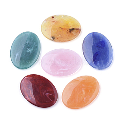 Acrylic Beads, Imitation Gemstone Style, Two Tone Color, Oval, Mixed Color, 40x29x5.5mm, Hole: 1.5mm, about 170pcs/500g(OACR-S017-52)