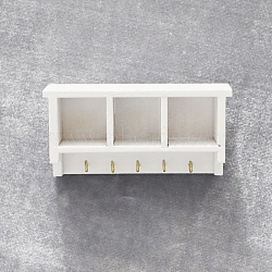 Wood Kitchen Wall Bracket Miniature Ornaments, Micro Landscape Home Dollhouse Accessories, Pretending Prop Decorations, White, 82x25x41mm(PW-WGD20EB-01)