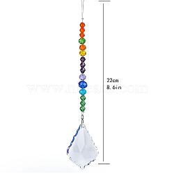 K9 Glass Beaded Hanging Ornaments, Rainbow Maker Suncatchers for Home Outdoor Decoration, Leaf, 220mm(PW-WG26968-01)