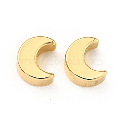 Brass Beads, Cadmium Free & Lead Free, Moon, Real 18K Gold Plated, 7x4x3mm, Hole: 1.4mm(KK-G416-29G-01)