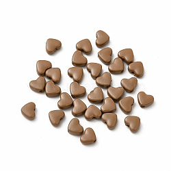 Heart Spray Painted Alloy Beads, Cadmium Free & Nickel Free & Lead Free, Camel, 5x6x3mm, Hole: 1.2mm(FIND-G053-01G)