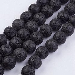 Natural Lava Rock Beads Strands, Round, 12~12.5mm, Hole: 1mm, about 33pcs/strand, 15.74 inch(G-F436-12mm)