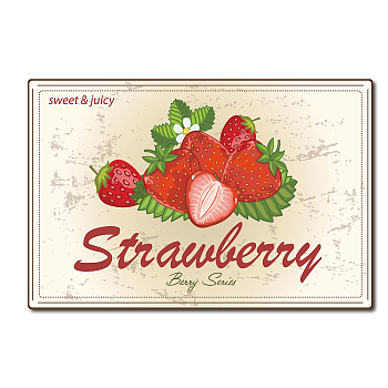 Vintage Metal Tin Sign, Wall Decor for Bars, Restaurants, Cafes Pubs, Strawberry Pattern, 30x20cm