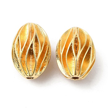 Brass Beads, Oval, Real 18K Gold Plated, 14.5x10mm, Hole: 1.8mm