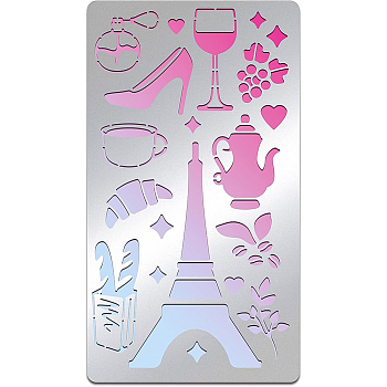 Stainless Steel Cutting Dies Stencils, for DIY Scrapbooking/Photo Album, Decorative Embossing DIY Paper Card, Matte Stainless Steel Color, Eiffel Tower, 177x101mm