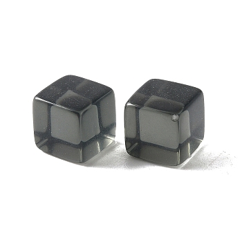 Transparent Acrylic Beads, Cube, No Hole, Gray, 7.5x7.5x7.5mm