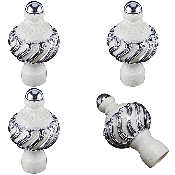 Plastic Curtain Rod Heads, Round Drapery Pole Finials, Old Lace, 120.5x67mm, Inner Diameter: 28.5mm
