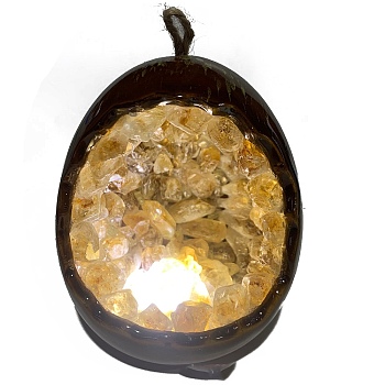 Dragon Egg Citrine Hanging Lamp, Crystal Healing Ornament, Home Decorations, 90x105mm