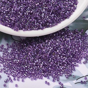 MIYUKI Delica Beads, Cylinder, Japanese Seed Beads, 11/0, (DB1754) Sparkling Purple Lined Crystal AB, 1.3x1.6mm, Hole: 0.8mm, about 10000pcs/bag, 50g/bag