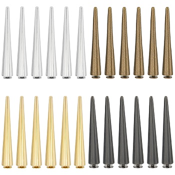24Pcs 4 Colors Alloy Rivets Set, Cone, Mixed Color, 54x9mm, 6pcs/color