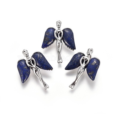 Platinum Angel & Fairy Lapis Lazuli Pendants