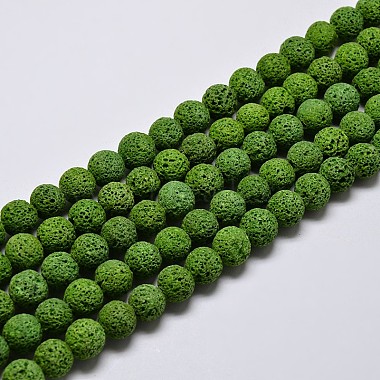 8mm Green Round Lava Beads