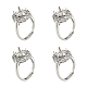 4Pcs Adjustable Brass Micro Pave Clear Cubic Zirconia Finger Ring Components(ZIRC-NB0002-06P)-1