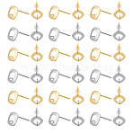 80Pcs 2 Colors 201 Stainless Steel Stud Earring Findings, with Vertical Loops and 304 Stainless Steel Pins, Rhombus, with 100Pcs Plastic Ear Nuts, Mixed Color, 10x9mm, Hole: 1.6mm, Pin: 0.7mm, 40Pcs/color(STAS-DC0011-33)