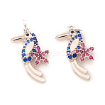 Brass Micro Pave Cubic Zirconia Pendants, with Jump Rings, Toucan, Colorful, Platinum, 21x12x2.5mm, Jump Ring: 5x0.7mm, Hole: 3.5mm(KK-I672-16P)